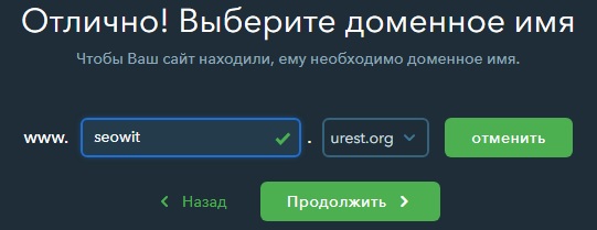 Выбор доменного имени uKit